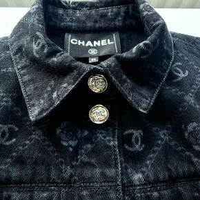 Chanel Black Camelia Denim Button Front Jacket 7
