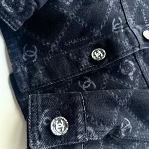 Chanel Black Camelia Denim Button Front Jacket 8