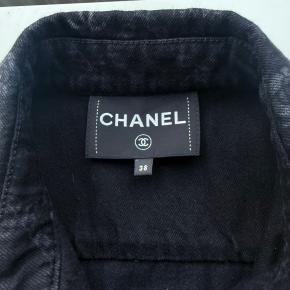 Chanel Black Camelia Denim Button Front Jacket 5