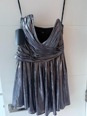 RETROFÉTE Jayda Strapless Pleated Lamé Mini Dress In Metallic 4