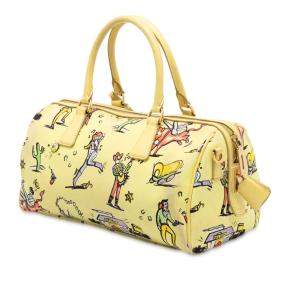 Prada Yellow Canvas Canapa St Foula Stampato Satchel 2