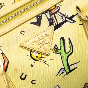 Prada Yellow Canvas Canapa St Foula Stampato Satchel 5