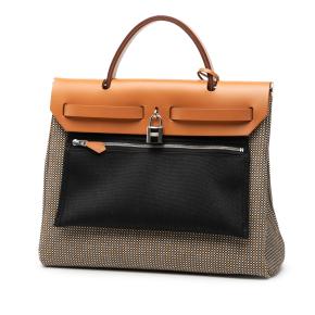 Hermes Tan/Brown Toile Criss Viking Vache Hunter Herbag Zip 31 2