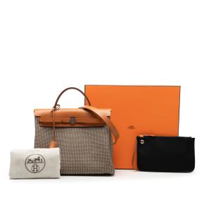 Hermes Tan/Brown Toile Criss Viking Vache Hunter Herbag Zip 31 8