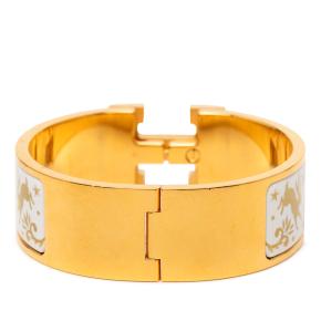 Hermes White Wide Enamel Clic Clac H Sous le Charme d Orphee Bracelet GM 3
