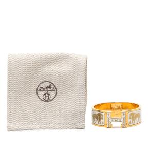 Hermes White Wide Enamel Clic Clac H Sous le Charme d Orphee Bracelet GM 7