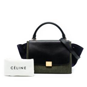 Celine Brown Tricolor Felt and Calfskin Trapeze Satchel 8