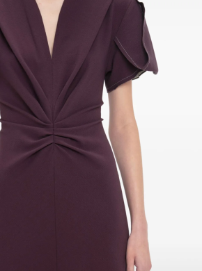 Victoria Beckham Gathered V-neck Midi Dress 3