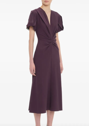 Victoria Beckham Gathered V-neck Midi Dress 5