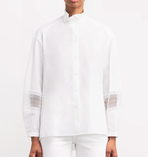Claudie Pierlot Cotton Broderie Anglaise-Trim Shirt 4