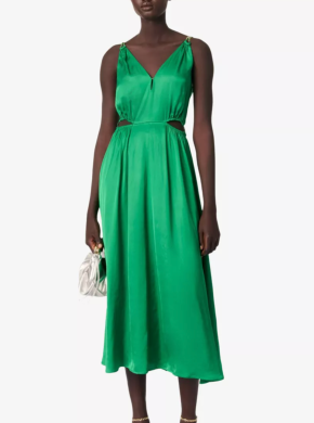 Maje V-Neck Cut-Out Woven Midi Dress 4