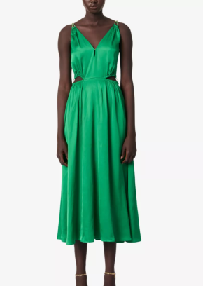 Maje V-Neck Cut-Out Woven Midi Dress 3