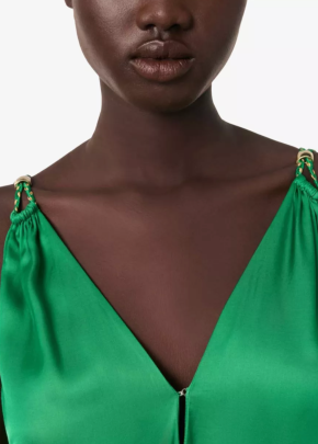 Maje V-Neck Cut-Out Woven Midi Dress 5