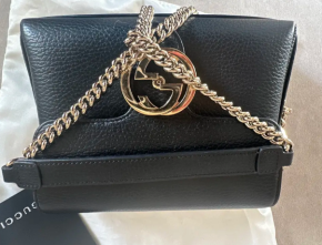 Gucci Black Leather Interlocking  Crossbody Bag 2