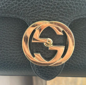Gucci Black Leather Interlocking  Crossbody Bag 6
