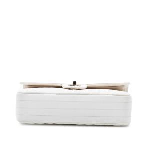 Chanel White Medium Classic Chevron Caviar Double Flap 3