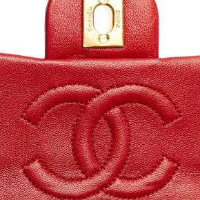 Chanel Red Micro Classic Lambskin Belt Bag 8