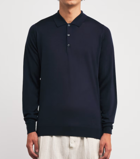 John Smedley Extra Fine Merino Long-Sleeve Herbie Polo Shirt 5