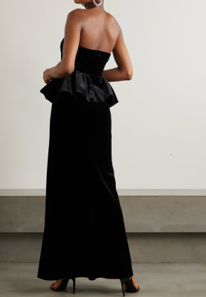 Self Portrait Black Velvet Peplum Gown 3