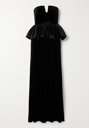 Self Portrait Black Velvet Peplum Gown 2