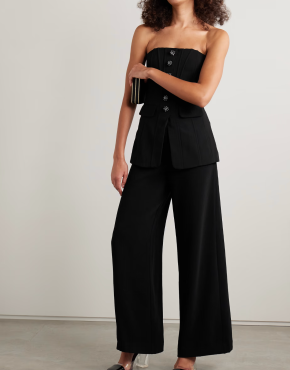 Self Portrait Convertible Strapless Crystal-Embellished Peplum Crepe Jumpsuit 4