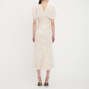 Victoria Beckham Cream Floral Gathered Waist Midi Dress 4