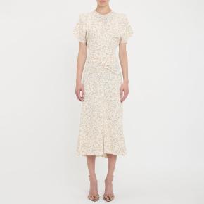 Victoria Beckham Cream Floral Gathered Waist Midi Dress 2