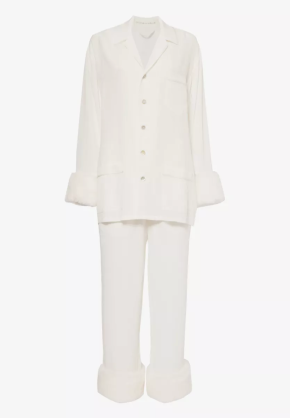 Olivia Von Halle Fifi Faux-Fur-Trim Silk Crepe Pyjamas 2