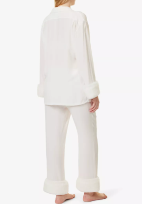 Olivia Von Halle Fifi Faux-Fur-Trim Silk Crepe Pyjamas 5