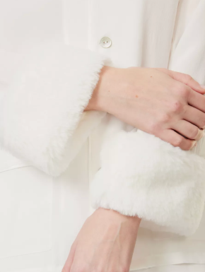 Olivia Von Halle Fifi Faux-Fur-Trim Silk Crepe Pyjamas 6