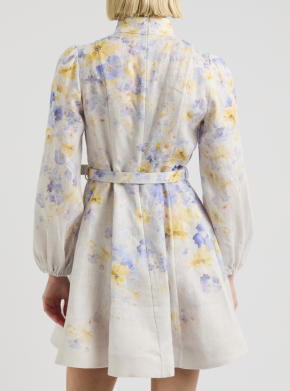Zimmermann Crush Floral-Print Belted Linen Mini Dress 4