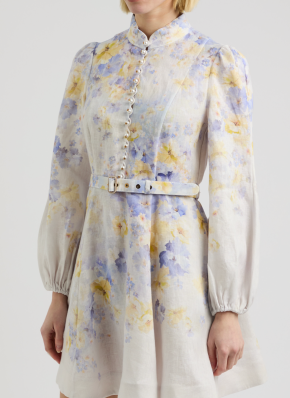 Zimmermann Crush Floral-Print Belted Linen Mini Dress 4