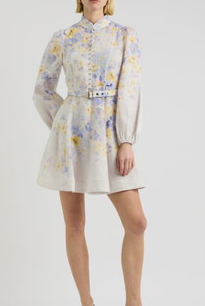 Zimmermann Crush Floral-Print Belted Linen Mini Dress 3