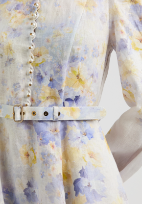 Zimmermann Crush Floral-Print Belted Linen Mini Dress 5