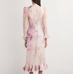 Zimmermann Linen-Silk Floral-Embellished Midi Dress 4