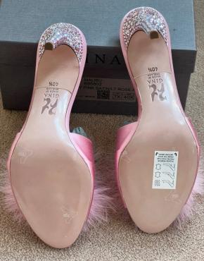 Gina Pink Satin Malibu Mules 6