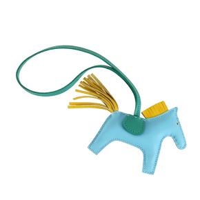 Hermes Celeste Milo Lambskin and Swift Grigri Rodeo Pegase Bag Charm PM 2