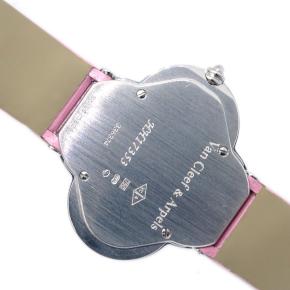 Van Cleef & Arpels Alhambra Quartz Watch White Gold and Satin with Diamond Bezel and Mother of Pearl 26 4