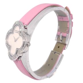 Van Cleef & Arpels Alhambra Quartz Watch White Gold and Satin with Diamond Bezel and Mother of Pearl 26 5