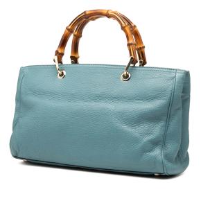 Gucci Blue Medium Calfskin Bamboo Shopper Satchel 2