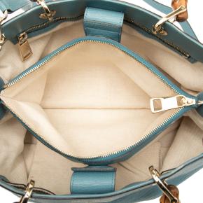 Gucci Blue Medium Calfskin Bamboo Shopper Satchel 4