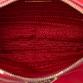 Prada Red Saffiano Trimmed Tessuto Zip Top Crossbody 4