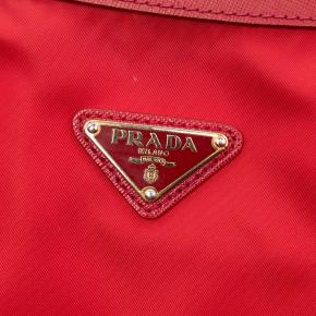 Prada Red Saffiano Trimmed Tessuto Zip Top Crossbody 5