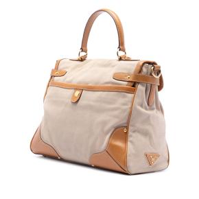 Prada Canvas Cinghiale Trimmed Canapa Top Handle Bag 2