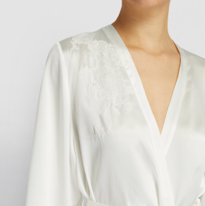 Marjolaine Silk Lace-Trim Robe 4