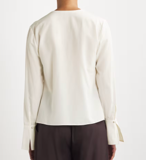 Frame Silk Ruffle-Neck Blouse 4