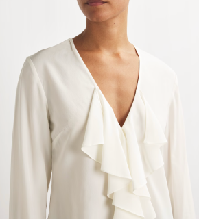 Frame Silk Ruffle-Neck Blouse 3