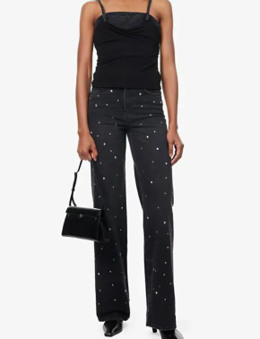 Paige  Sasha Crystal-Embellished Wide-Leg Jeans 2