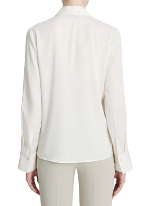 Vince Ivory Stretch-Silk Long-Sleeve Polo Shirt 3
