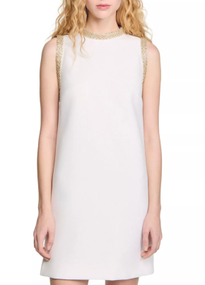 Sandro Short Dress With Rhinestone Trim 6